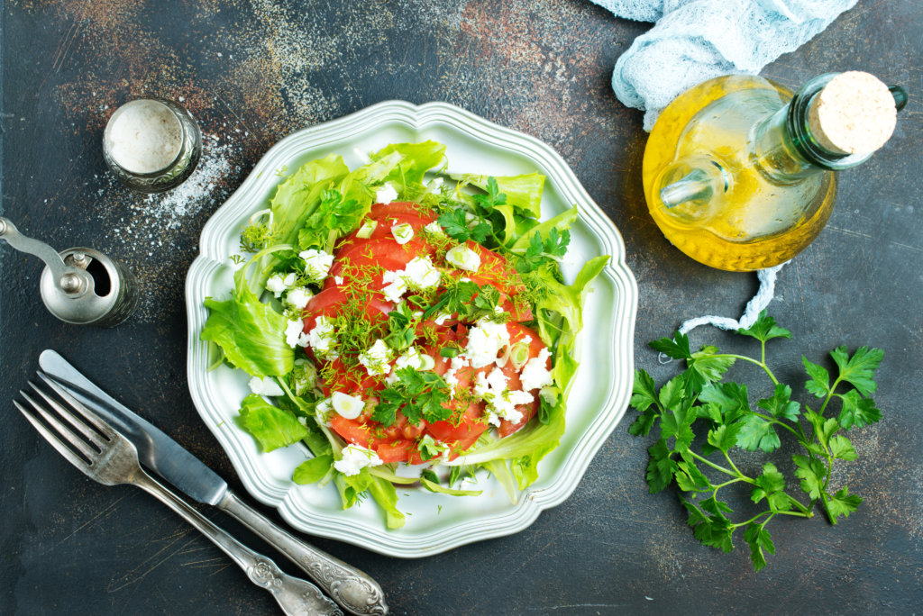 Salad with Cheese and Tomato